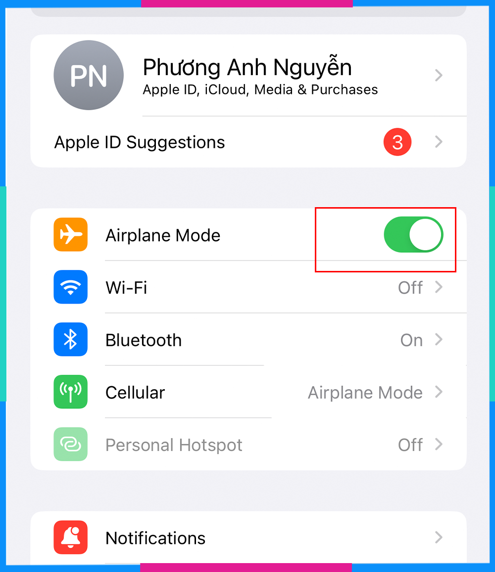 Khắc phục lỗi 4G không dùng được Chế độ máy bay 6